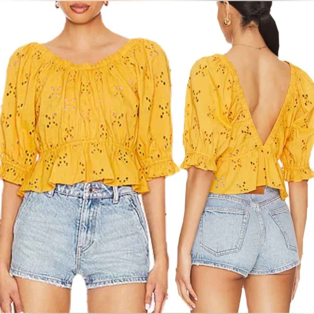 Free People Gardenia Eyelet Summer Top, NEW